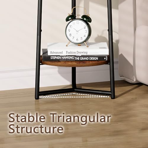 YINMIT Plant Stand Indoor, 2 Tier Small Plant Stand, Metal Wood Plant Shelf Holder, Corner Flower Pot Stands for Balcony Garden Patio Living Room, Rustic Brown Flower Stand for Indoor Plants