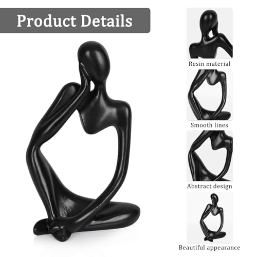 Sandstone Resin Thinker Style Abstract Sculpture Statue Collectible Figurines Home Office Bookshelf Desktop Decor (Small Black, Left) - color: Small Black, size: Left 1pc