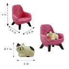 Refintural Miniature Cat Figurines with Small Sofa - Resin Mini Cat Figures, Kitten Miniature Desk Accessories - Perfect Cute Cat Gift for Cat Lovers (Pink Sofa) - color: Pink