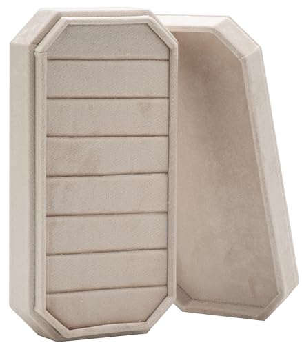 Velvet Ring Organizer Display Tray Jewelry Box Earring Holder Case for Wedding Birthday Christmas Day (Beige) - color: Beige