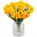 Hananona 10 Pcs Artificial Daffodils Flowers Narcissus Faux Spring Flowers Fake Silk Daffodil Flower Arrangement for Indoor Outdoor Home Wedding Decor (10, Yellow)