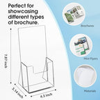 MaxGear Acrylic Brochure Holder 4 Inch, Clear Plastic Countertop Literature Holders, Trifold Flyer Display Stand for Pamphlets, Booklets, Magazines, Menus, Multi Purpose Organizer for Office, 12 Pack - size: 4''x9'', style: 12 Pack