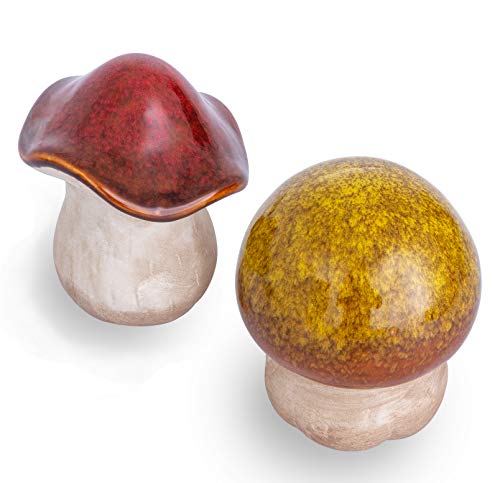 Ceramic Mushroom Garden Statue - Outdoor Decor for Whimsical and Enchanting Landscapes - Durable, Fade-Proof, and Easy to Clean - Set of 2, 4 Inche - style: Big-2