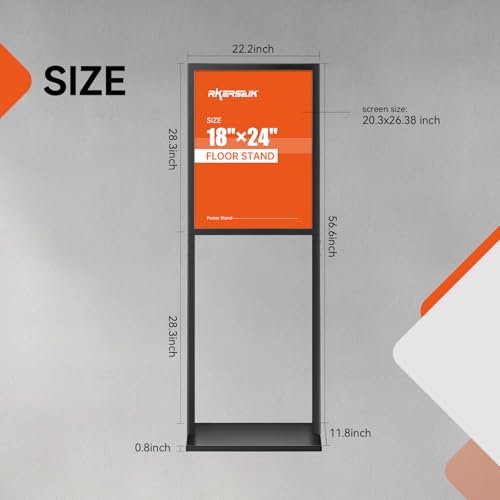 Sign Holder Stand, heavy Duty Pedestal poster for display,18×24 inch slide-in double sided banner poster floor sign holder for indoor Display (18×24) - size: 18×24