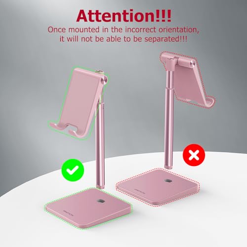 OMOTON Cell Phone Stand, Adjustable Angle Height Desk Phone Dock Holder for iPhone Air/17 Pro Max / 11 Pro/XS Max/XR, Samsung Galaxy S20 / S10 / S9 / S8 and Other Phones (3.5-7.0-Inch), Rose Gold - color: Rosegold