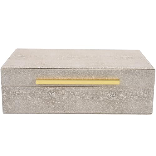 XIGEXIGE Ivory Shagreen box Faux Leather Decorative Boxes,Keepsake And Memory Storage Decorative Boxes with Lids for Modern Home Decor Jewelry Box Organizer - color: Ivory-MWZI
