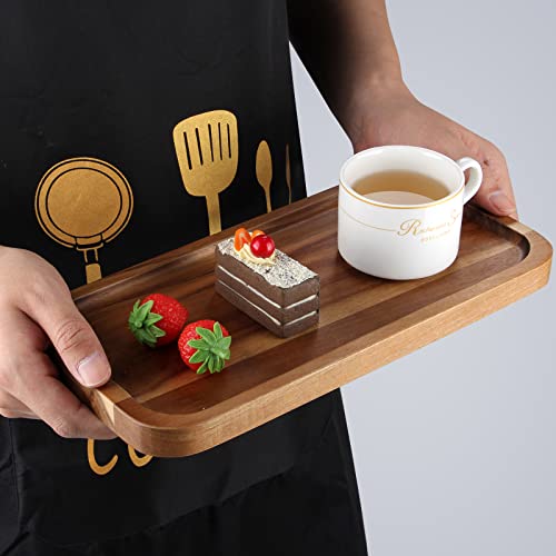 2 Pcs Rectangular Wooden Platters for Food Party Decorative Small Serving Tray Long Charcuterie Board Acacia Wood Trays Home Decor Cheese Board Rectangle Cake Dessert Plates Snack Appetizer Platter - size: 12" x 6"