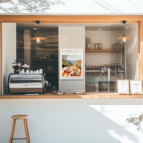 GELDSTEI Coffee Wall Art, Vintage Espresso Wrapped Canvas Print, Italian Coffee Poster Print, Cafe Bar Decoration, Retro Italian Cafe Wall Decor for Kitchen Dining Room Framed Ready to Hang 12x16 Inch - color: Orange, size: 16"L x 12"W