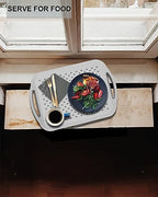 Large Nonslip Serving Tray with Handles, Silicone Grippy Dots Lap Food Trays for Eating, Dishwasher Safe Serve for Breakfast Dinner Snack Fruit Appetizers Beverage, Rectangular, Set of 2, White - color: White