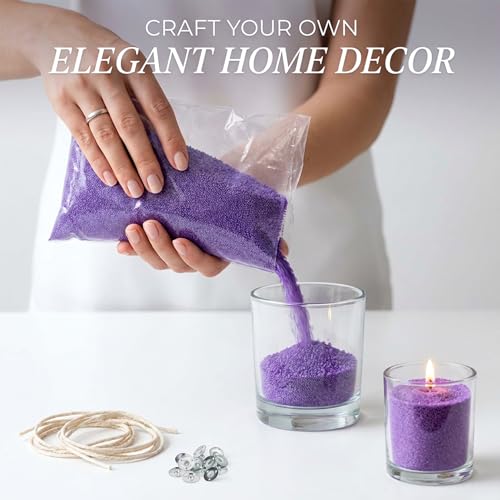 Sukh Deep Purple Candle Sand with Wick - 430G(0.94lb) Sand Candle with Wicks Refillable Candles for Weddings, Dating, Halloween, Christmas - color: Deep Purple
