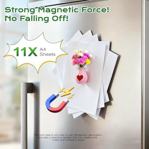 Renmxj 5 Pcs Mini Fridge Magnets, Cute Mini Ceramic Vase with Artificial Flowers, Tiny Pots Plant Vase for Kitchen Refrigerator Office Locker Decor, for Mom - color: 5 Pack I Love Mom