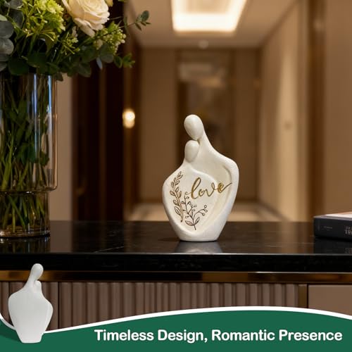 White Couple Lying in Arm Resin Figurine, 5.9" H, Romantic Gifts for Him & Her, Modern Abstract Design, Engagement Anniversary Wedding Keepsake Home Decor - style: Lying in Arm