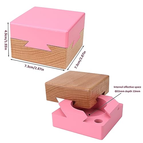 DC-BEAUTIFUL Wooden Magic Box Brain Teaser Box, Pink Secret Gift Box Impossible Puzzle Box for Birthday Valentines - color: Small Pink