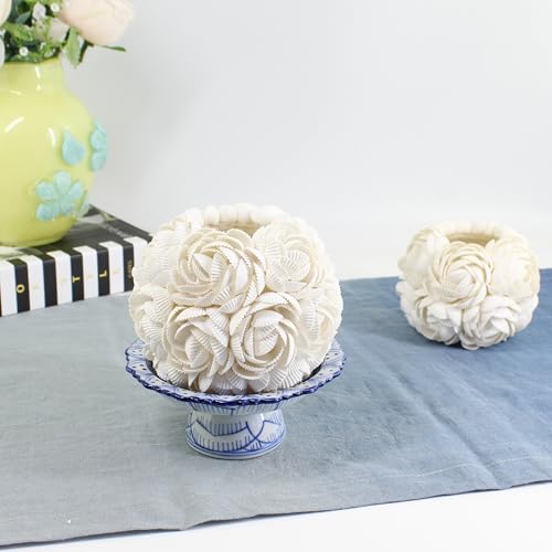 Handmade Seashell Rose Candle Holder, Natural White Shell Tealight & Votive Holder, Coastal Beach House Decor, 2 Sizes (Large (4.3 in Diameter)) - size: Large (4.3 in diameter)