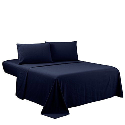 Sfoothome Queen Sheets Set - Navy Blue Hotel Luxury 4-Piece Bed Set, Extra Deep Pocket, 1800 Series Bedding Set, Wrinkle & Fade Resistant, Sheet & Pillow Case Set (Queen, Navy Blue) - color: Navy Blue-4 Pieces, size: Queen