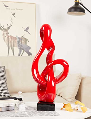 Sculpture Music Note Decor Modern Statue Gifts Treble Clef Figurine Polyresin Arts Red 23 inch - color: Red