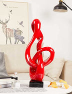 Sculpture Music Note Decor Modern Statue Gifts Treble Clef Figurine Polyresin Arts Red 23 inch - color: Red