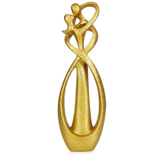 Trycooling Kissing Lovers Statue Abstract Sculpture Resin Statues for Home Decor Modern Home Office Desktop Shelf Bookshelf Decor (Gold, Large) - color: Gold, size: Large
