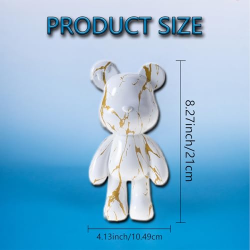 Bear Statue Resin Graffiti Animal Sculpture for Home, Office Decor, Abstract Design for Birthday, Anniversary and Gift Present (Gold Stripe) - color: Gold Stripe