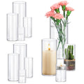 8 Pack Glass Cylinder Vases 4,6,8,10 Inch Tall Clear Flower Vase Hurricane Floating Candle Holder for Table Centerpiece Wedding Home Decor - size: 8 Pack(4,6,8,10 Inch )