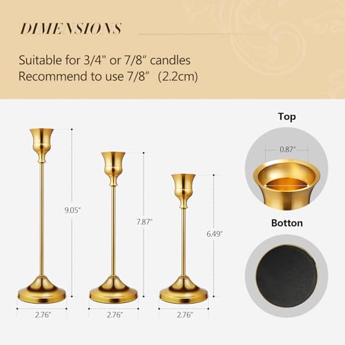 Candlestick Holders 6 PCS Metal Taper Candle Holders, KSWING Gold Candle Stick Holders Set, Perfect for Table Centerpiece Mantel Party Wedding Christmas Home Decor, Set of 6 - color: Gold, size: tall - 6pc