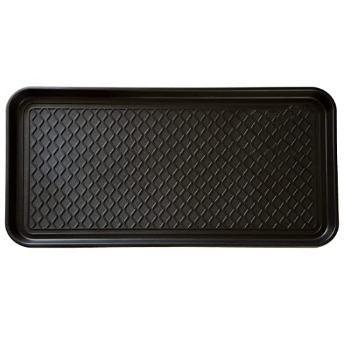 Stalwart 75-ST6012 All Weather Boot Tray-Water Resistant Plastic Utility Shoe Mat for Indoor and Outdoor Use in All Seasons (Black), Large - style: 1-Pack