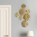 NUOBESTY 1 Set Metal Circle Wall Art Ornament Modern Golden Hanging Sculpture for Living Room Bedroom Bathroom Decoration
