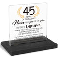 45Years Work Anniversary Desk Decor Gifts for Employee, 45th Grade Promotion Gifts for Coworker,Modern Transparent Acrylic Desk Plaque with Inspirational Quotes, 10 x 10 x 1.5 cm,XXY113 - style: 45Years Work Anniversary