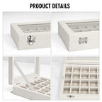 Vicoter Velvet Jewelry Box 24 Grid Jewelry Ring Display Organiser Box Tray Holder Earrings Storage Case for Girls Wife Mom Women (Beige) - color: Beige