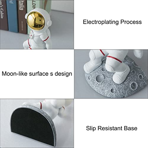 Space Theme Bookends for Shelves, Astronaut Moon Book Ends for Kids Room, Decorative Planet Book Stoppers to Hold Books Heavy Duty, Unique Boys and Girls Gift (Gray) - color: Gray - Astronauts