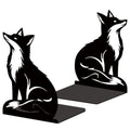 Black Fox Metal Bookends for Shelves, Exquisite Fox Bookshelf Decor Book Ends for Heavy Books, Home School Office Desk Decoration, Book Stopper for Study and Birthday Gift - style: Fox