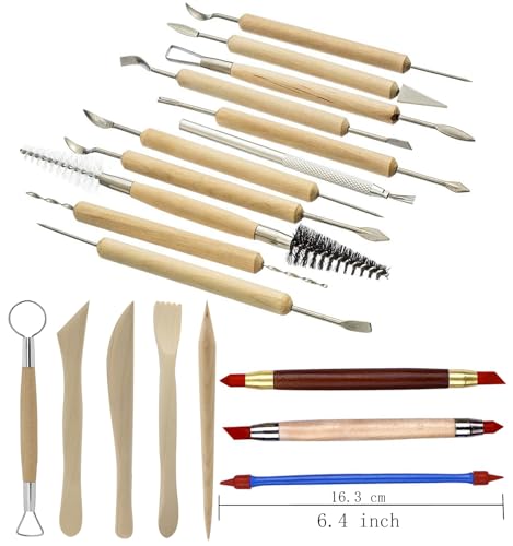 Pottery Sculpting Tools 32PCS Ceramic Clay Carving Tools Set for Crafts Polymer Clay Club,Dotting,Modeling,Shaping Trimming,Hobbyists,Artists