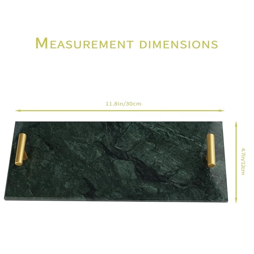 Napkin Holder - Guest Towel Holder for Bathroom - Green Marble Paper Towel Holder - Hand Towel Tray with Gold T-Handle(11.8x4.7x1.7 Inchs) - color: Green