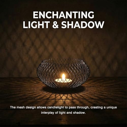 1pcs Elegant Vintage Candle Holders, Hollow-Out Metal Chain Design for Wedding Table Centerpiece, Fireplace Mantel & Home Decor, Small