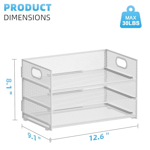 Marbrasse 3 Tier Paper Organizer Letter Tray, Mesh File Organizer with Handle, Paper Sorter Desk Organizer for Home Office Supplies - 2p Pink - color: White - 2p