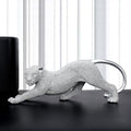 CroBlissful Silver Leopard Statue Sparkling Cheetah Resin Sculpture Prowling Leopard Medusa Statue Intricate Beaded Design for Living Room TV Stand Decorations Modern Home and Office Decor Gifts