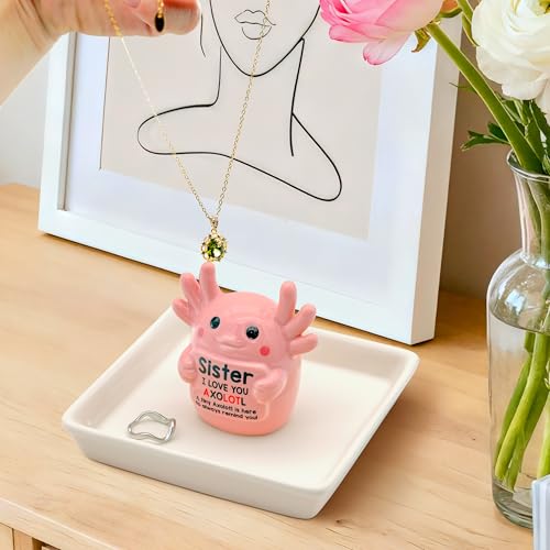 Sister Gifts: Pink Axolotl Ring Holder - Sister I Love You Axolotl - Gifts for Sisters Mother's Day, Birthday, Christmas & Wedding, Jewelry Organizer for Rings Bracelets Earrings Neckalce - style: Axolotl Sister