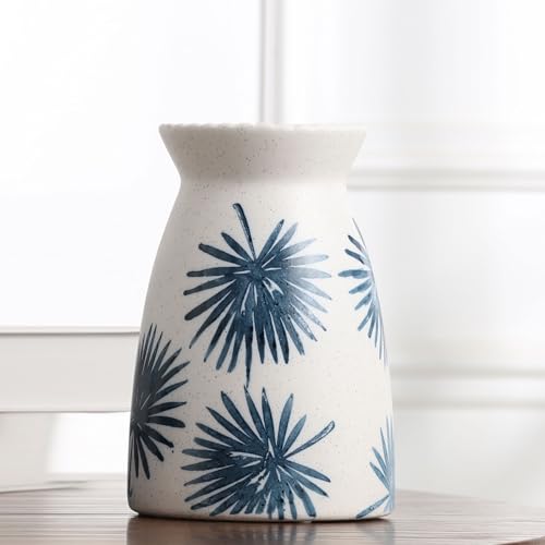 hjn White Flower Vase- Ceramic Vase for Decor, White vase for Flowers, Modern Vases for Living Room/Home Decor Accents/Entryway/Mantel/Bookshel-Teal - color: Teal White-7inch