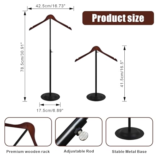 4 Pack T Shirt Display stand, Adjustable T shirt Shoulder Stand for Vendor Portable Hanging wooden Clothes Rack for Clothing Dress Jacket Coat Retail 17-31 Inch, Black - color: Black