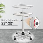 Salon Tray, Salon Color Tray with Adjustable Height, Metal Feet Tray on Wheels, Ideal Use As Tattoo Tray＆Dental Tray - color: Silver