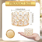 24 Pack Gold Metal Crystal Tea Light Candle Holders - 2.4"x1.6" Bulk Small Votive Candle Holders for Wedding, Home, Party Table Centerpiece Decorations