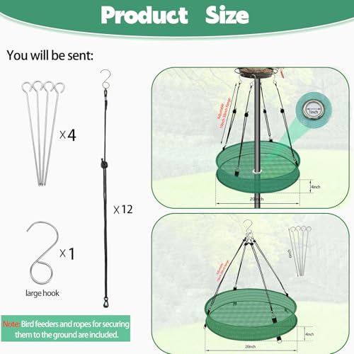 2Pcs Bird Seed Catcher Tray for Hanging Bird Feeder Platform, 20'' Birdseed Hoop for Hummingbird Feeders Bee Feeder, Outdoor Feeder Accessory(Upgraded Against Strong Winds) - color: 2PCS