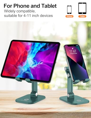 OCYCLONE Phone Stand, Adjustable Height and Angle Foldable Cell Phone Stand Holder for Desk, Taller iPhone Stand Compatible with 4.7"-13" Smartphones iPad Tablet, Green - color: Green