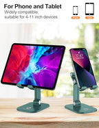 OCYCLONE Phone Stand, Adjustable Height and Angle Foldable Cell Phone Stand Holder for Desk, Taller iPhone Stand Compatible with 4.7"-13" Smartphones iPad Tablet, Green - color: Green