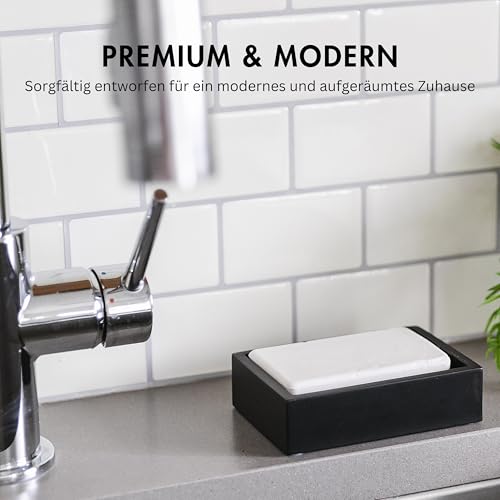 Yew Design Matte Black Square Soap Dish, Hand Soap Holder for Bathroom, Shower, Countertop, Bathtub, Wash Room, Kitchen with Non-Slip Protective Pads - color: Matte Black, size: Soap Dish Square