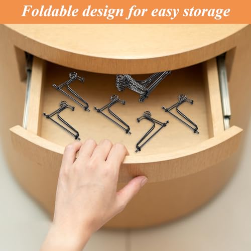 YAYODS 20 Pack Plate Stands for Display 4 Inch Black Iron Easel Stand Holder, Foldable Plate Picture Holder Display Stand for Photo Frames Decorative Books Arts