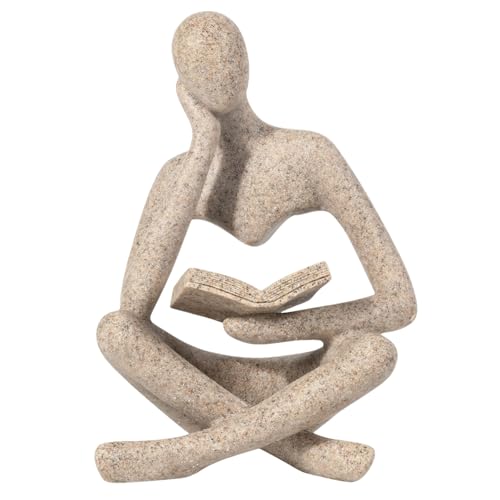 Bookshelf Decor, Coffee Table Decor, Library Decor Sculptures - Abstract Thinker Statue, Resin Modern Art Sculptures for Living Room, Office Desk,Home Decor (Beige) - color: Beige