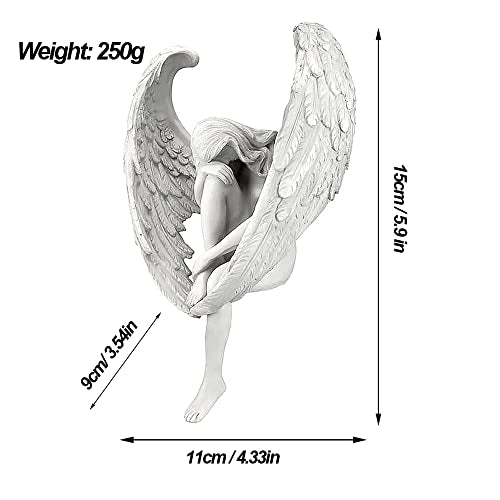 Creative White Resin Redemption Angel Statue,Tabletop Ornament, Hand-Carved Angel Sculpture Used for Garden Home Decoration