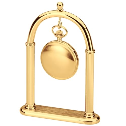 Pocket Watch Display Stand Full Arch Gold Plated Metal Holder for Pocket Watches, Antique Clocks, & Collectibles -Brass-Gold Plated ( Watch Not Included )