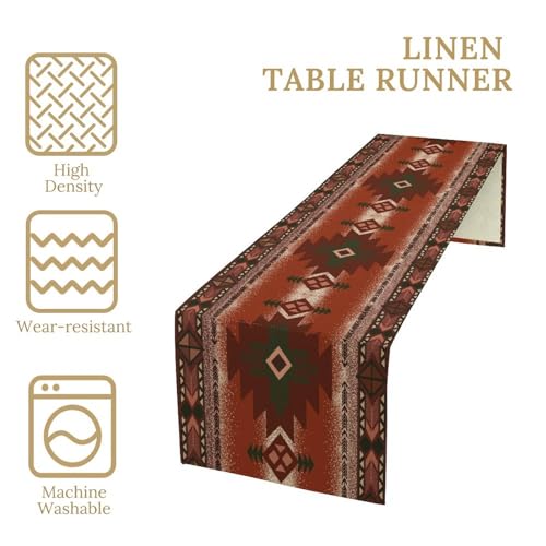 Aztec Table Runner Southwestern Ethnic Style Geometric Navajo Tribe Abstract Pattern Vintage Rustic Table Dinner Table Runner 13x36 Inch - color: Aztec-1, size: W13x36L